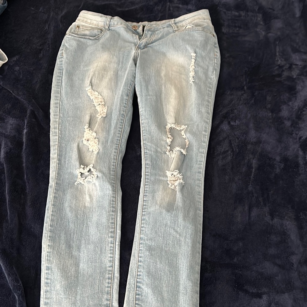 Blue Denim Distress Jeans -Fashion Nova - Gently used - US Size 15/16